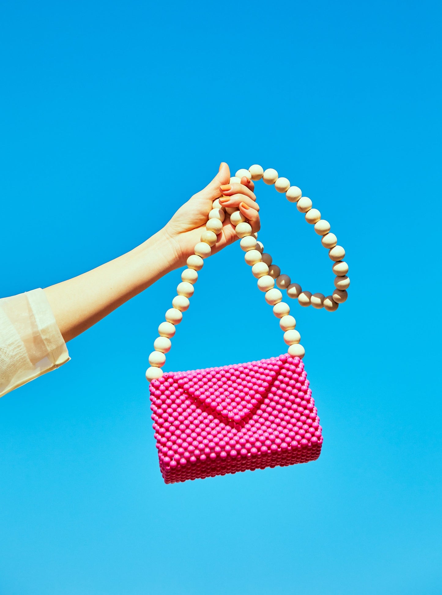 wood ball shoulder bag(vivid pink)