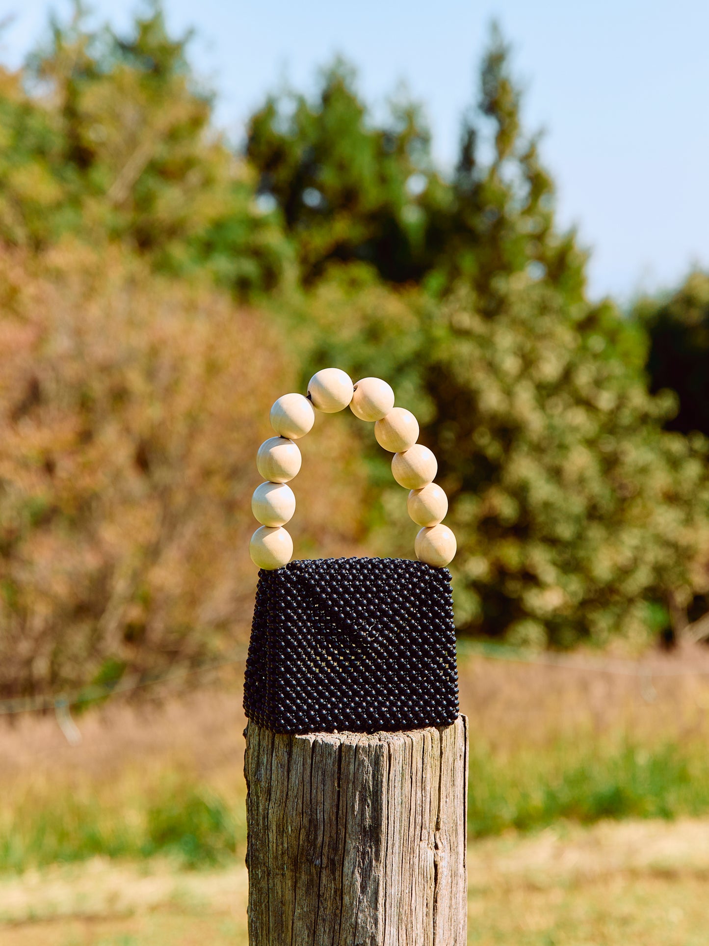wood ball hand bag(black)