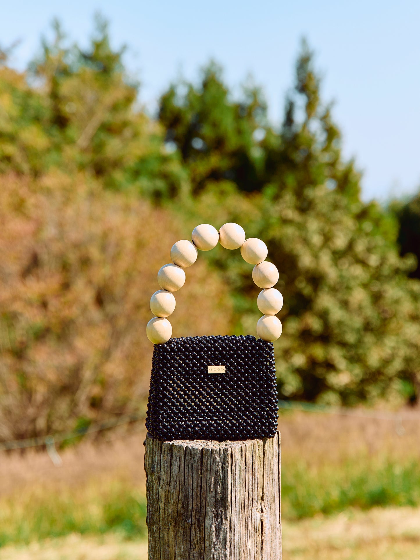 wood ball hand bag(black)