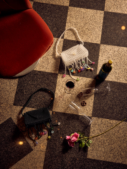 flower hand bag(black)