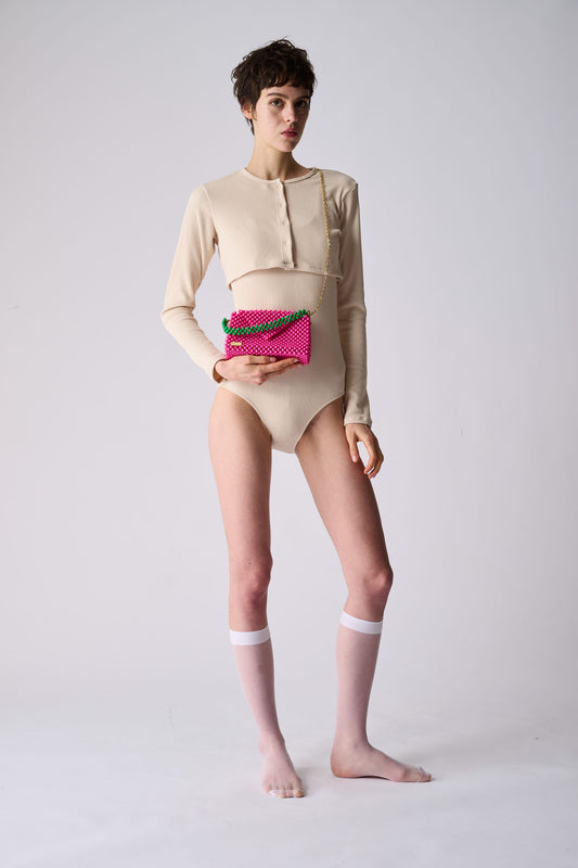three way chain bag big(vivid pink)