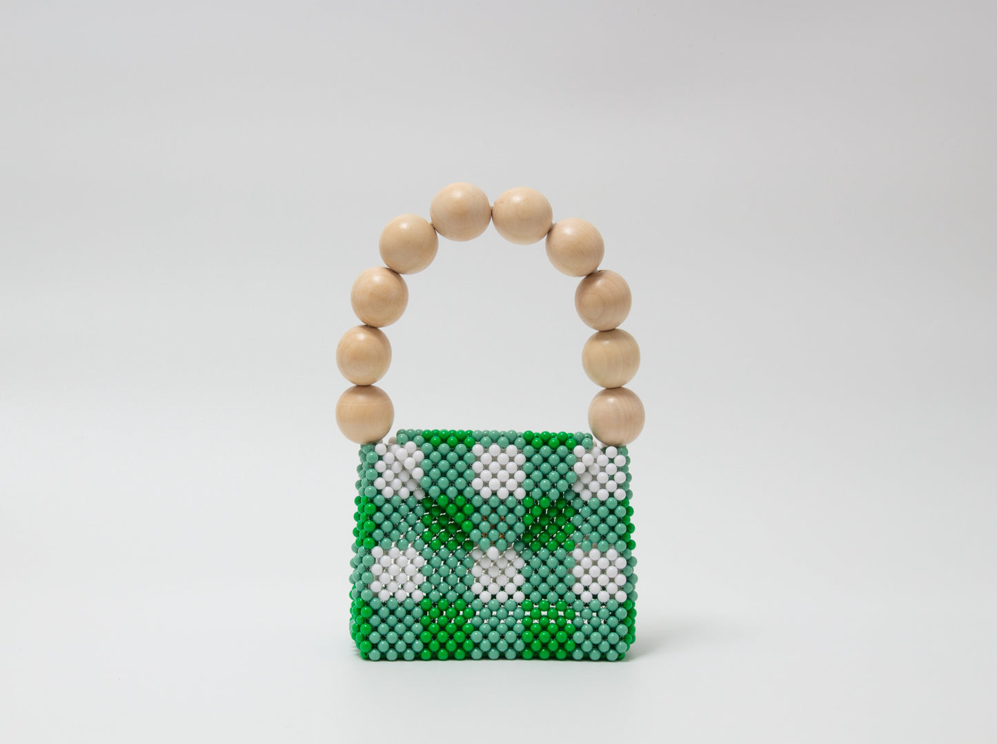 wood ball hand bag(green checked)