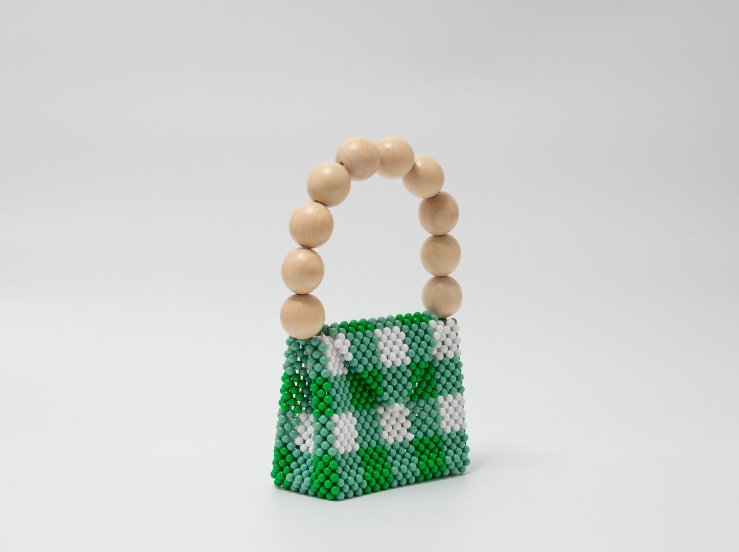 wood ball hand bag(green checked)