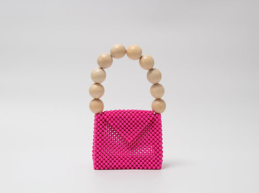 wood ball hand bag(vivid pink)