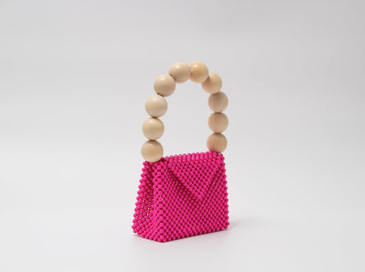 wood ball hand bag(vivid pink)