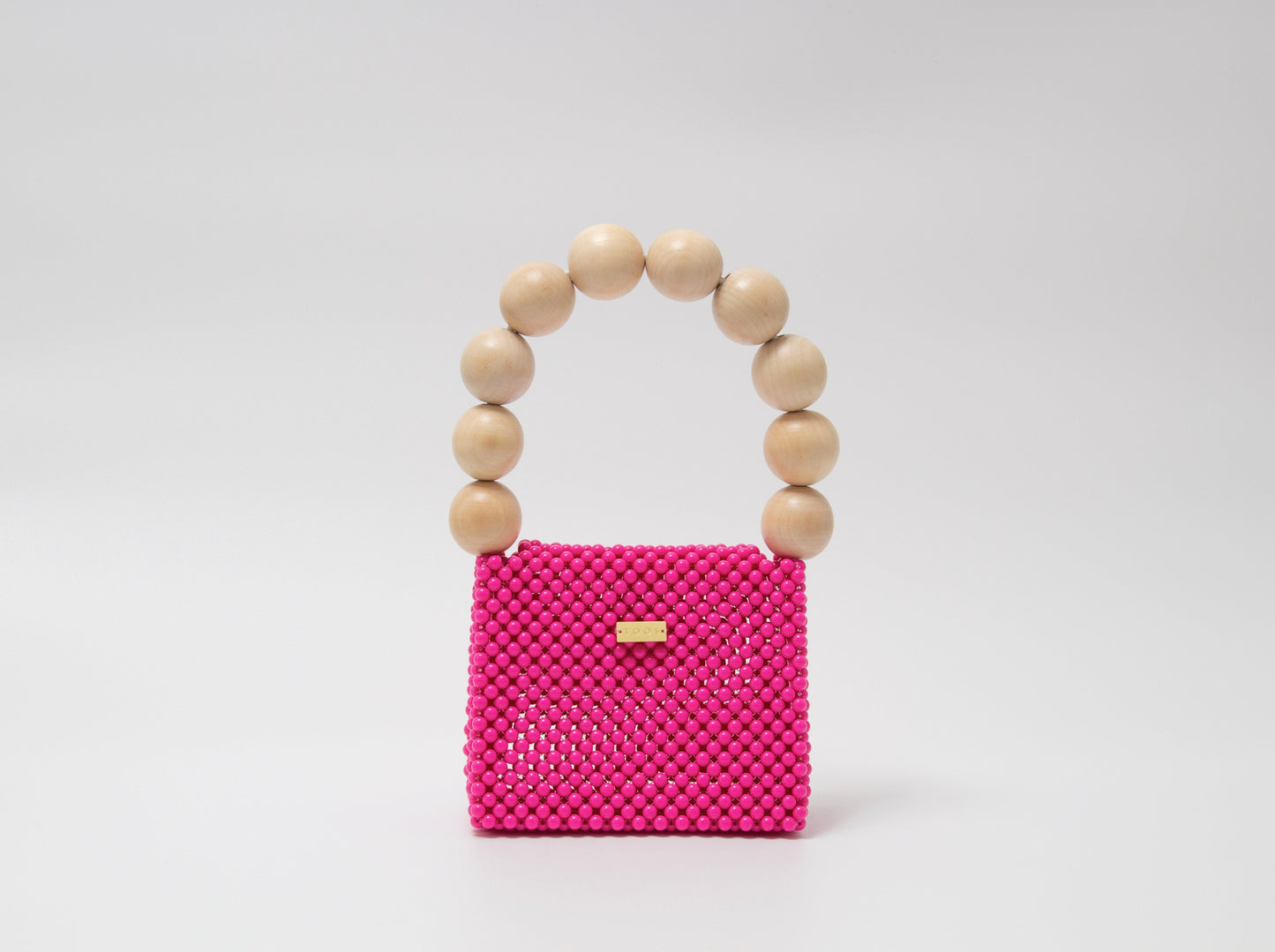 wood ball hand bag(vivid pink)