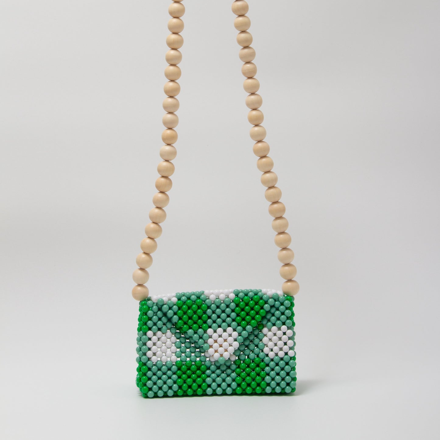 wood ball shoulder bag(green checked)