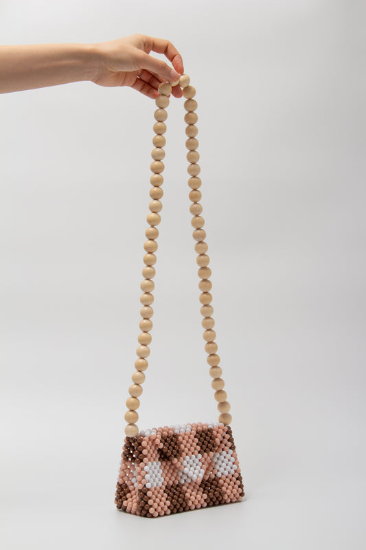 wood ball shoulder bag(brown checked)