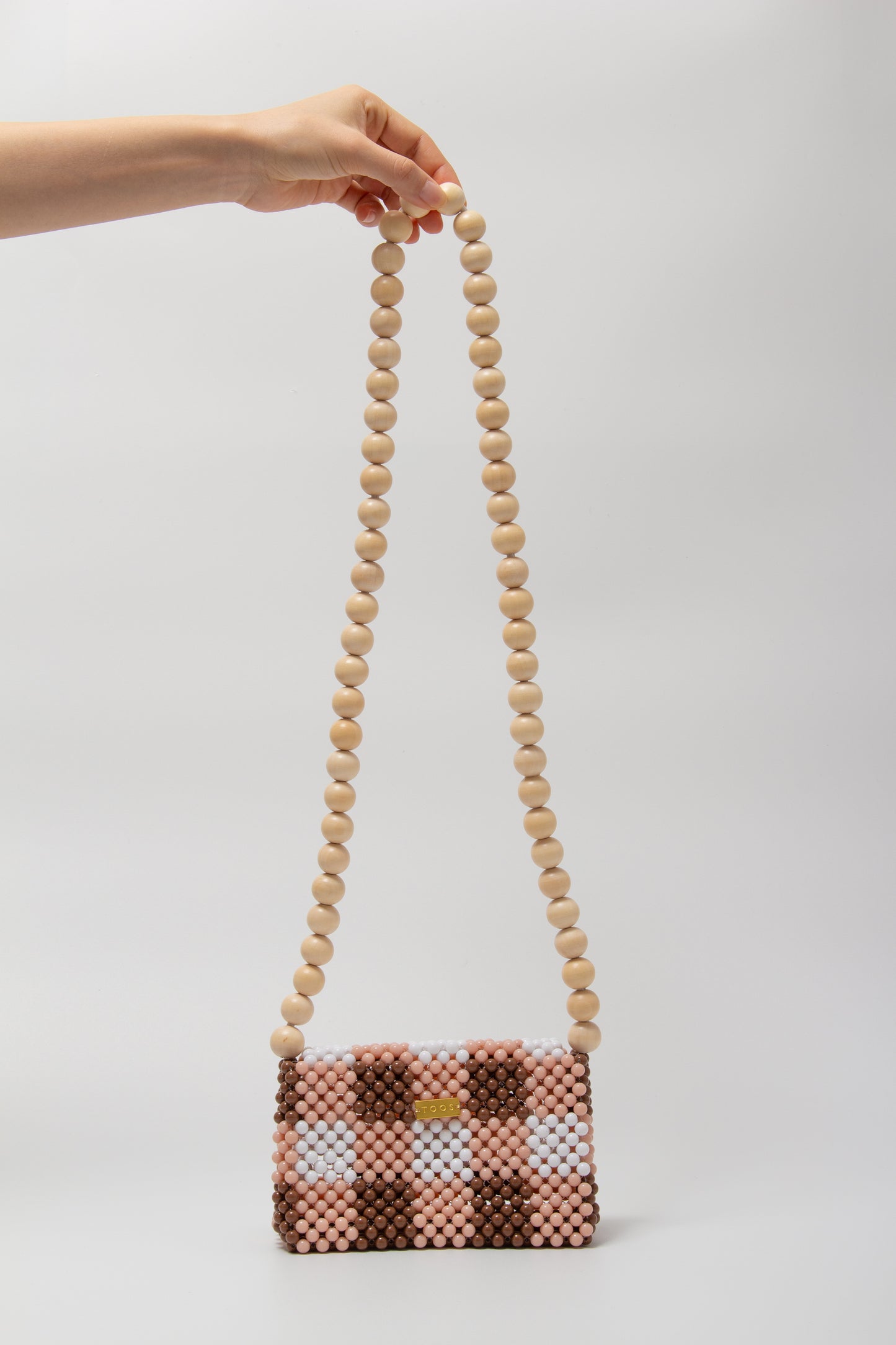 wood ball shoulder bag(brown checked)