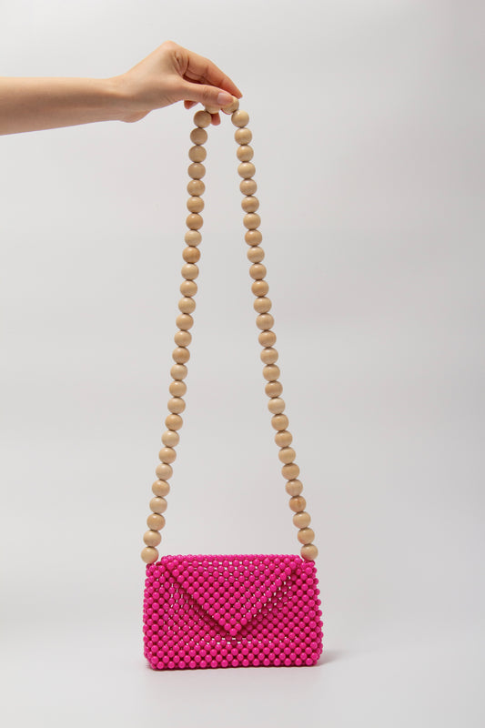 wood ball shoulder bag(vivid pink)