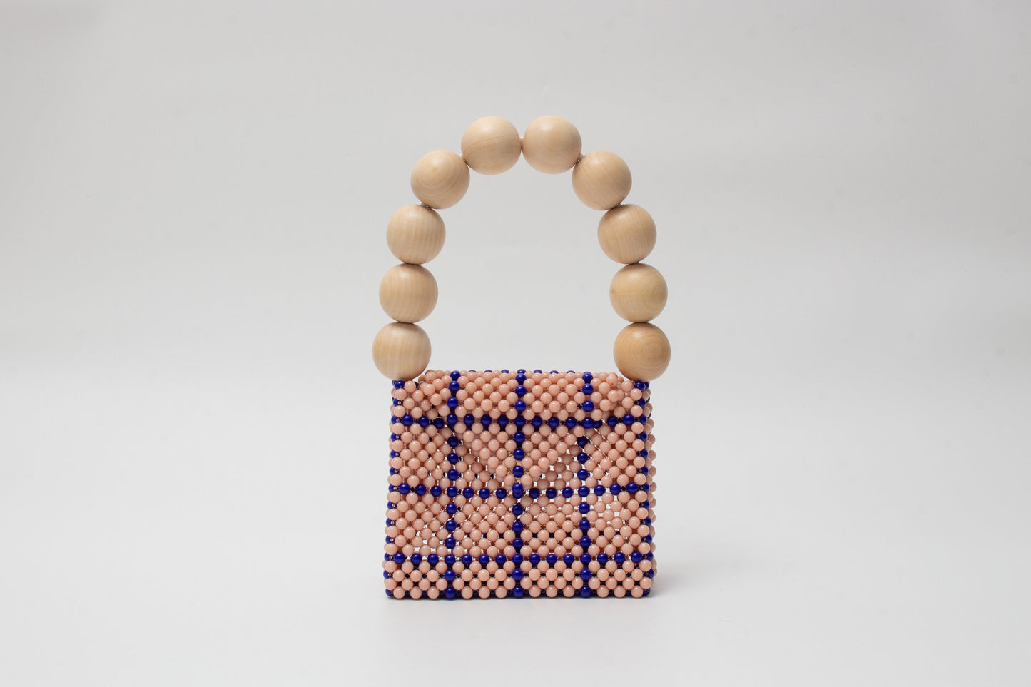 wood ball hand bag(beige checked)