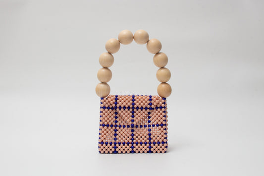 wood ball hand bag(beige checked)
