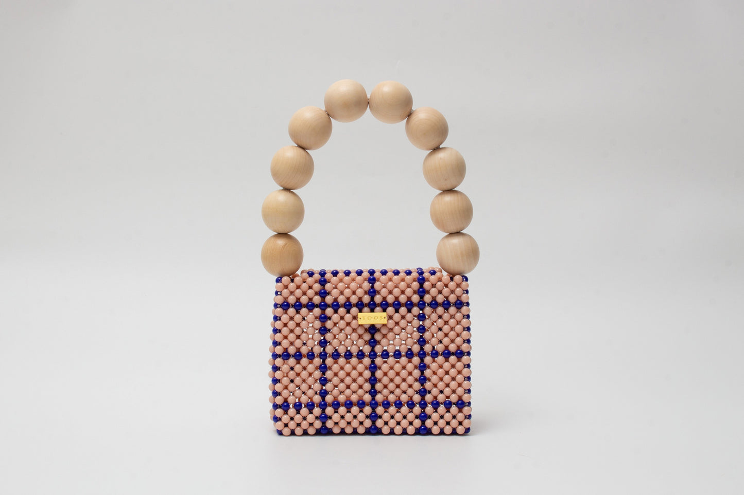 wood ball hand bag(beige checked)
