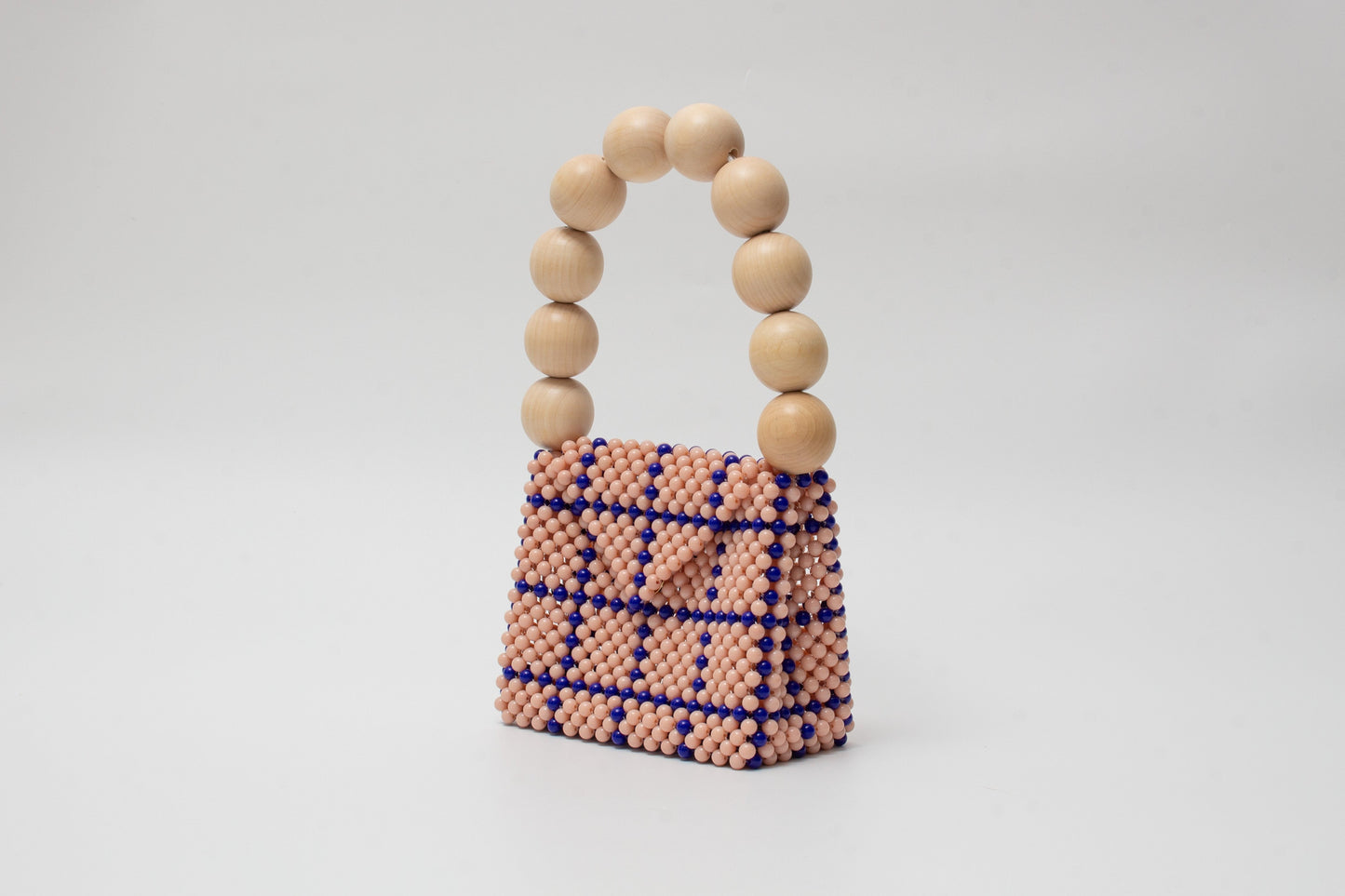wood ball hand bag(beige checked)