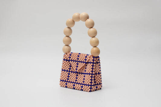 wood ball hand bag(beige checked)