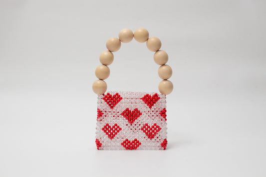 wood ball hand bag(heart red)
