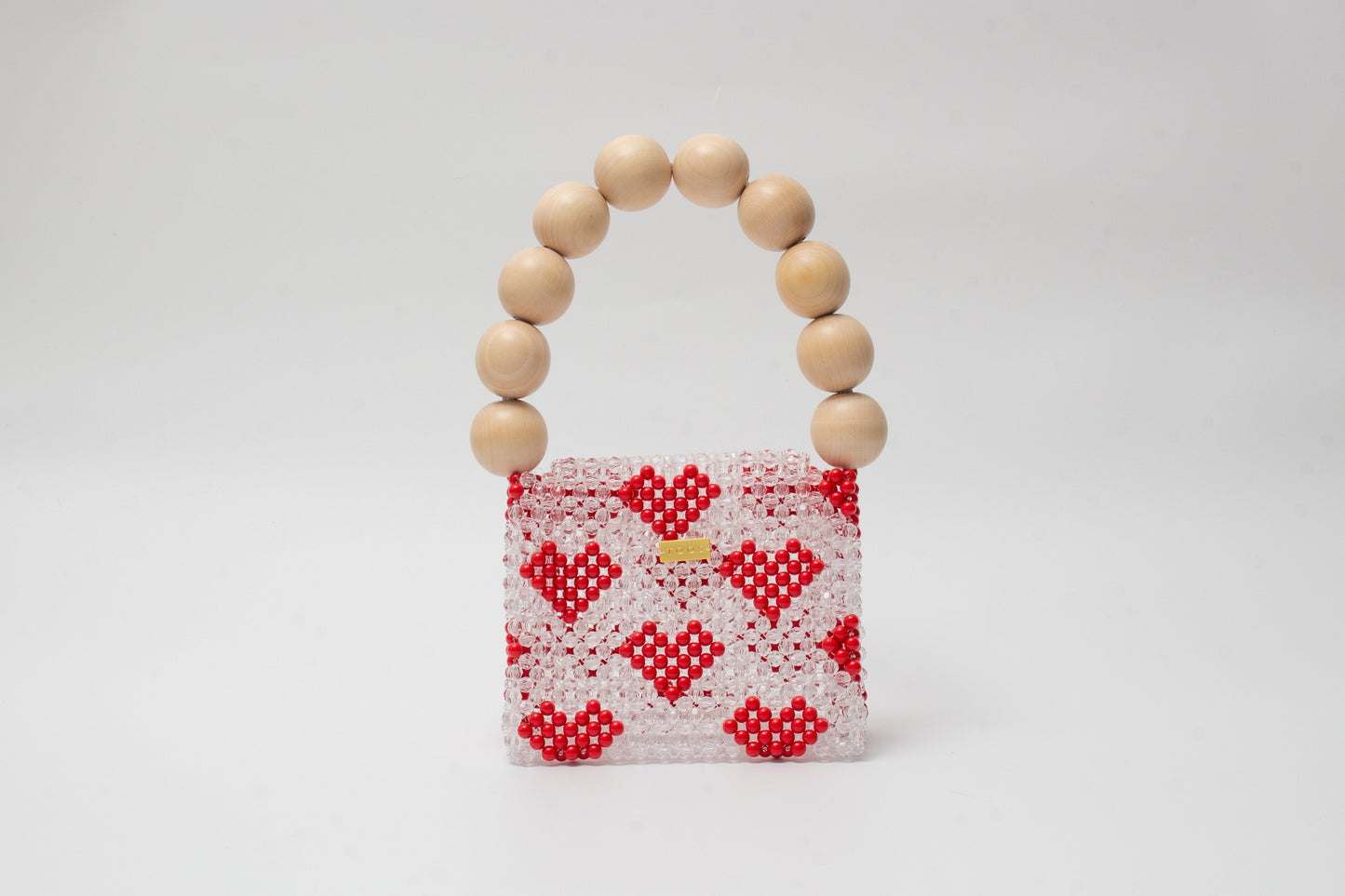 wood ball hand bag(heart red)