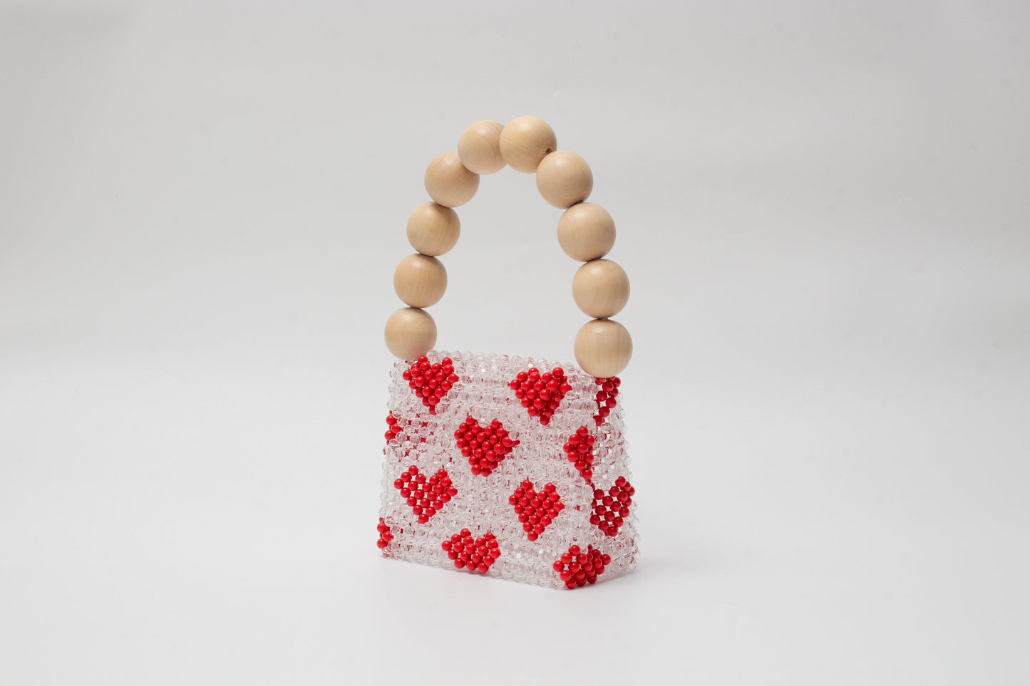 wood ball hand bag(heart red)