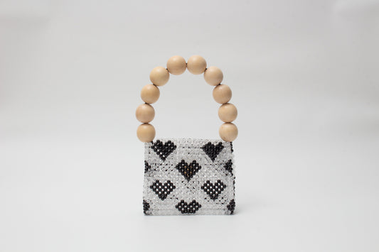 wood ball hand bag(heart black)