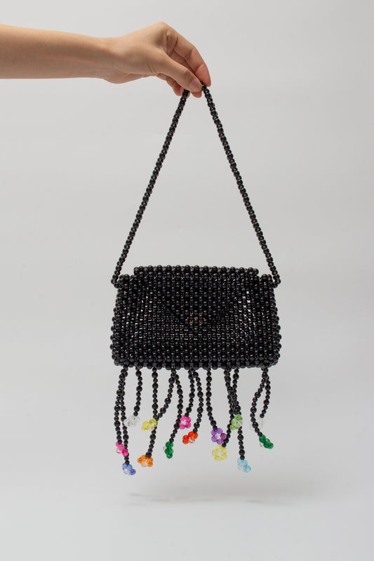 flower hand bag(black)