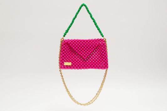 three way chain bag big(vivid pink)