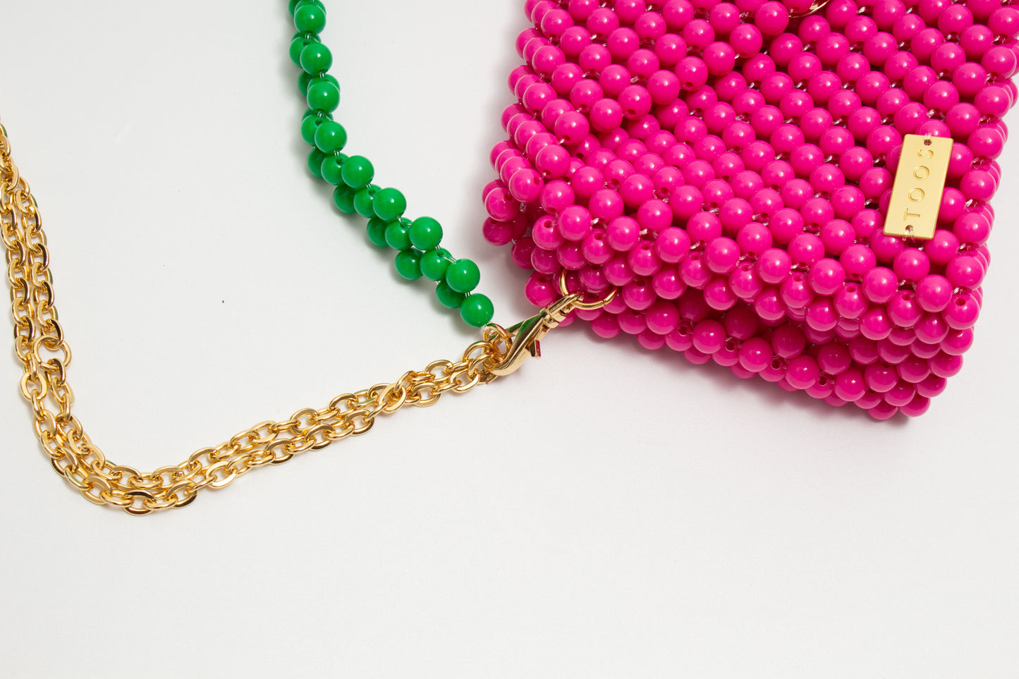 three way chain bag big(vivid pink)