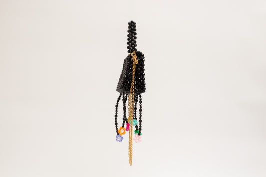 three way chain bag mini(flower black)