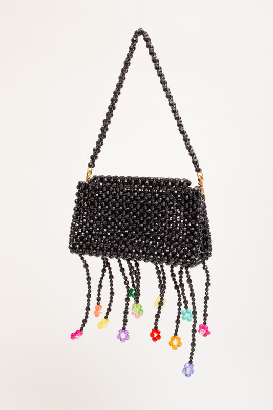 flower hand bag(black)
