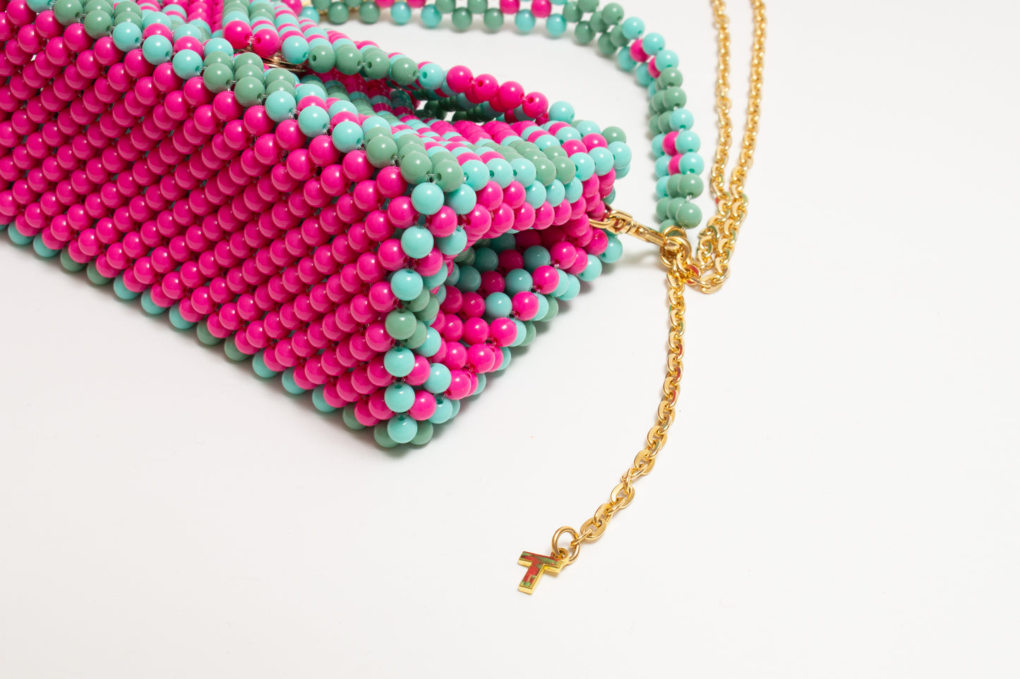 three way chain bag big(pink green blue)