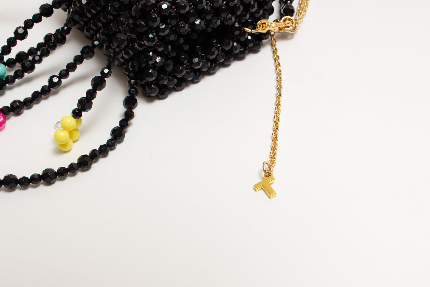 three way chain bag mini(flower black)