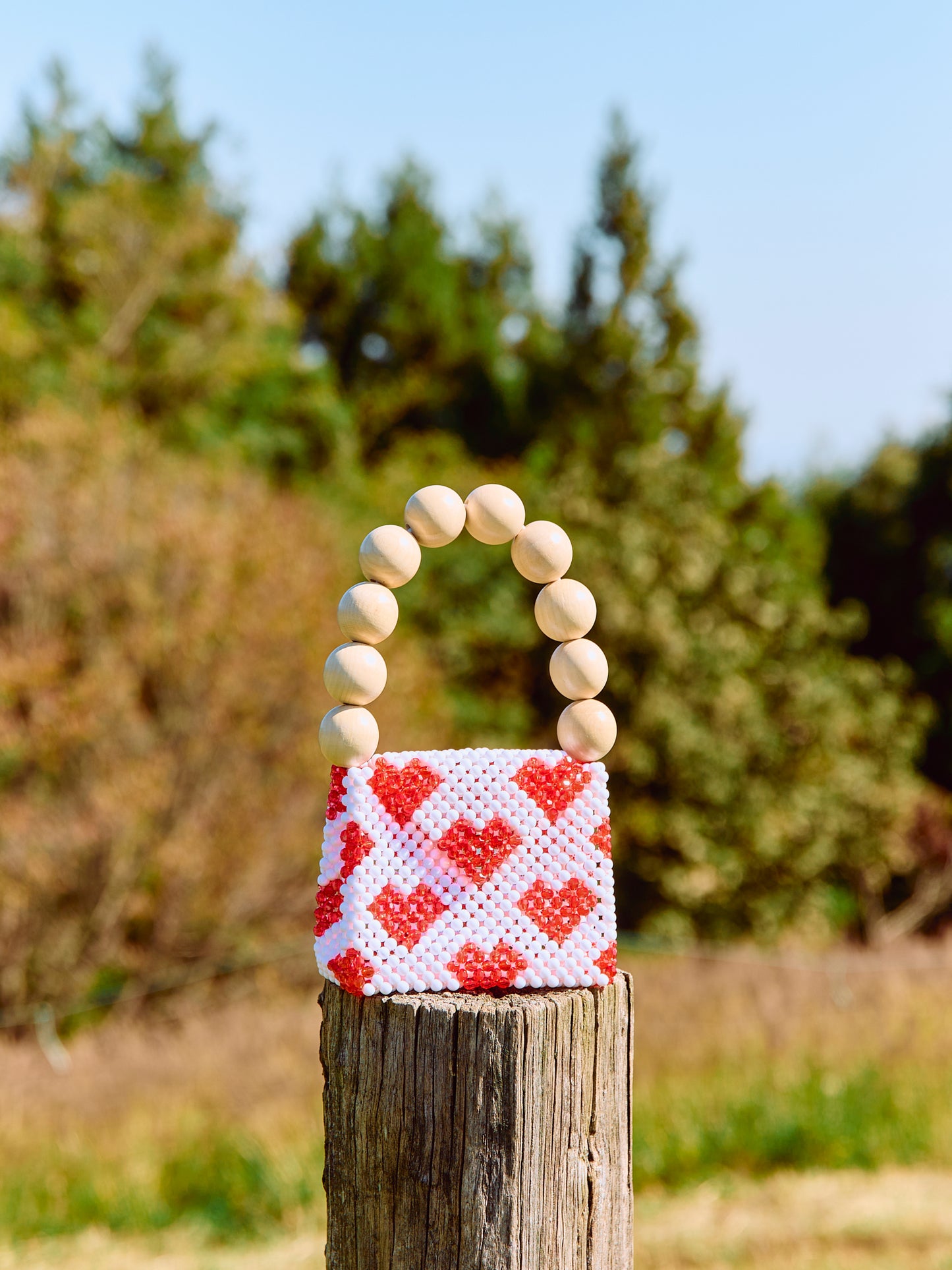 wood ball hand bag（heart）