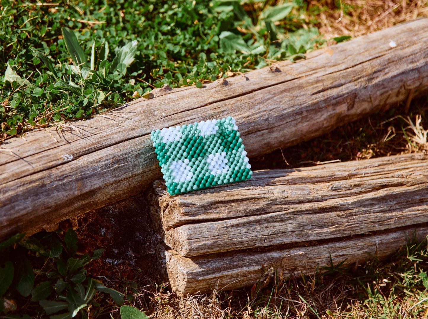 green checked card case