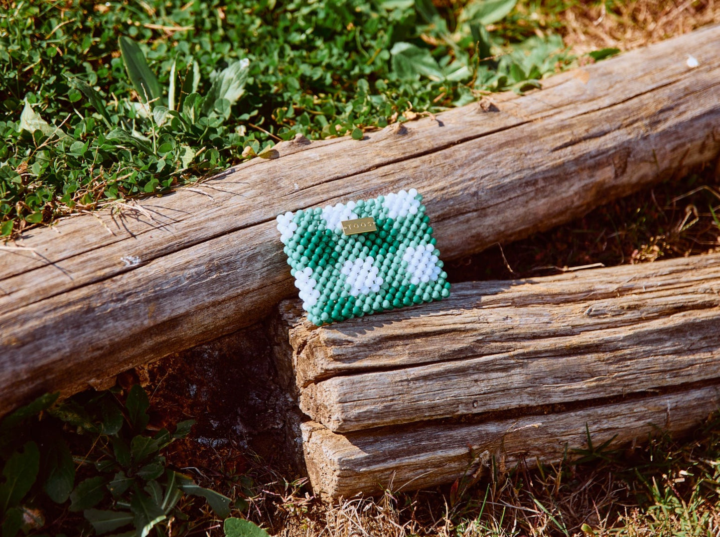 green checked card case