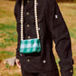 wood ball shoulder bag（green checked）