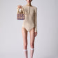 wood ball hand bag（beige checked）