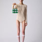 wood ball hand bag（green checked）