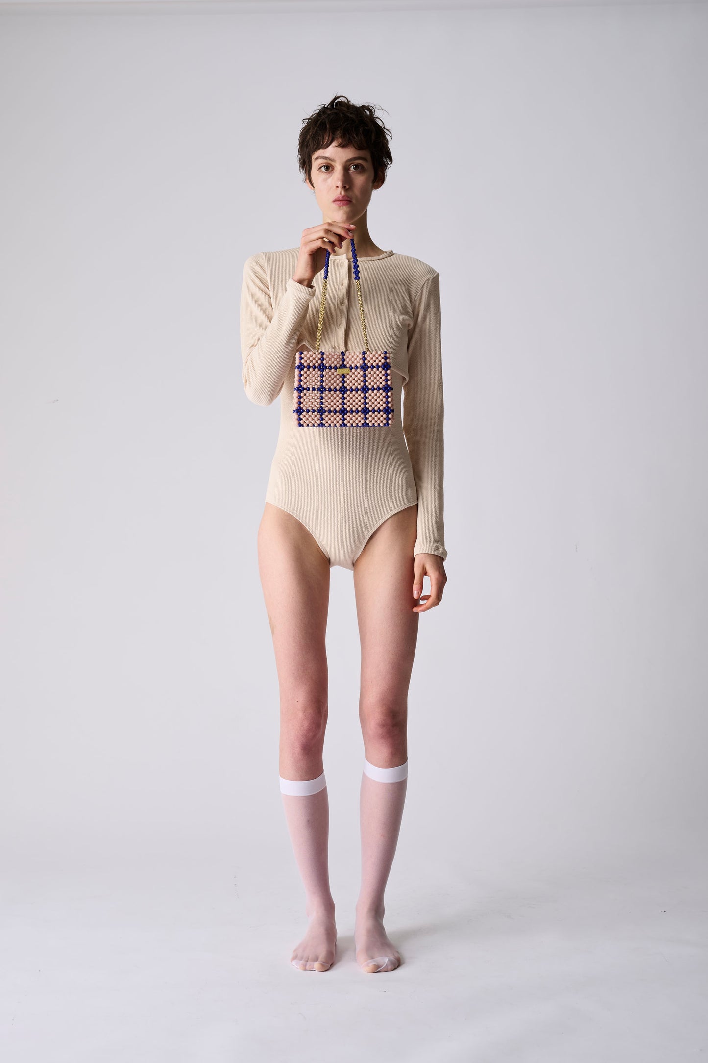 chain handbag（beige checked）