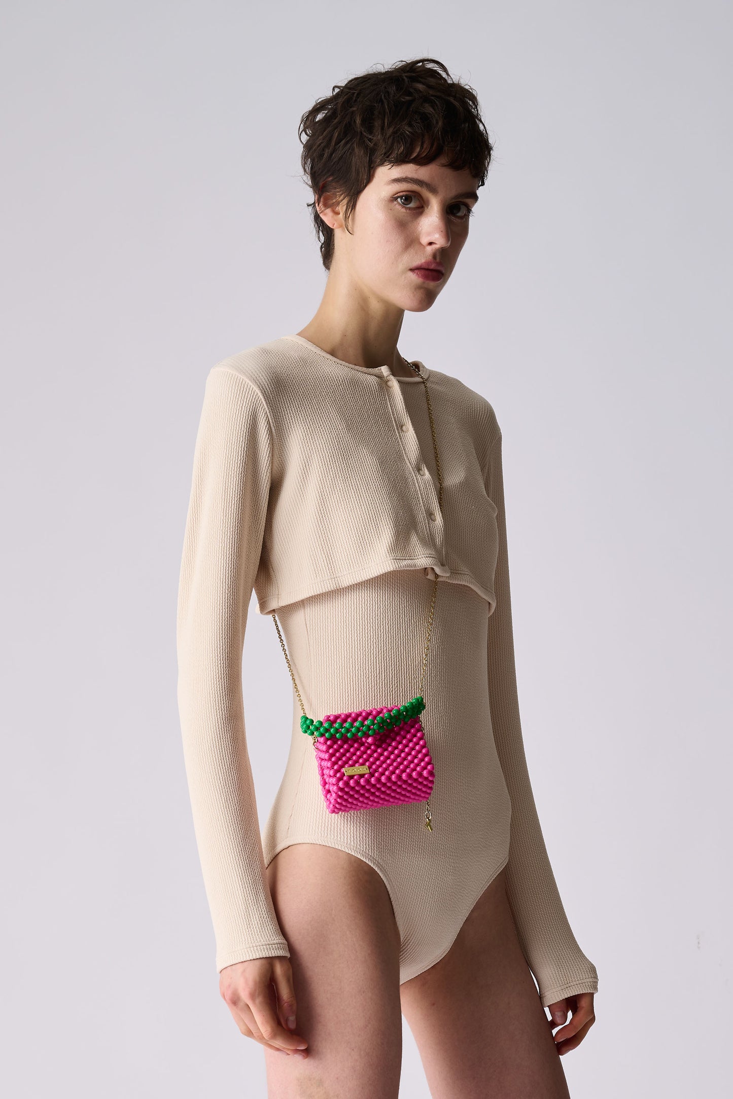 three way chain bag mini（vivid pink）