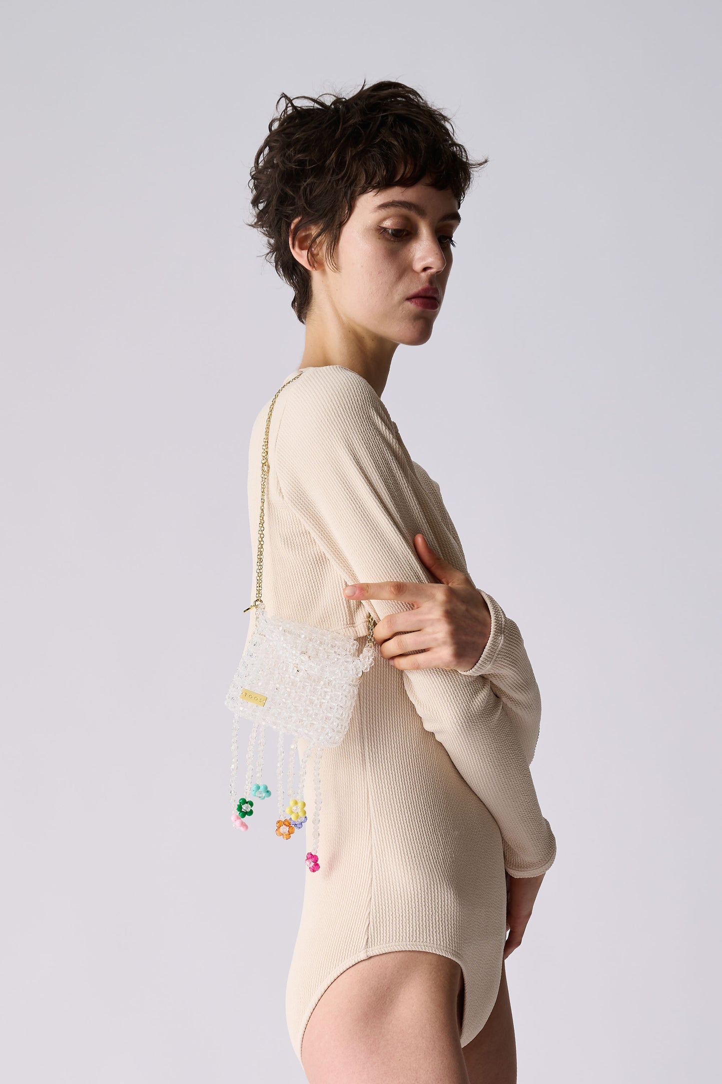 three way chain bag mini（flower clear）