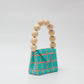 wood ball hand bag（light blue checked）