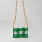 wood ball shoulder bag（green checked）