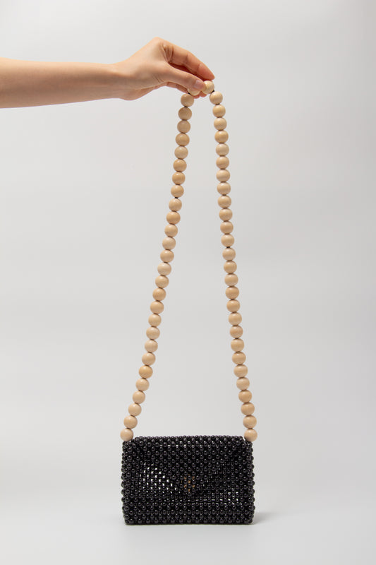 wood ball shoulder bag（black）