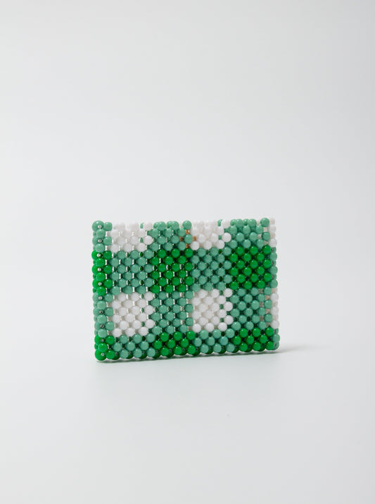 green checked card case