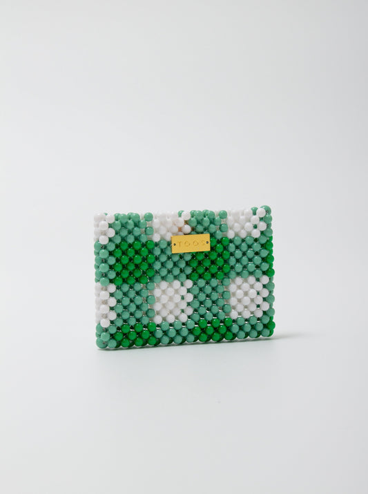 green checked card case