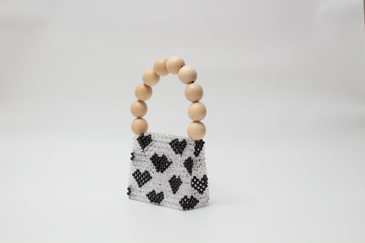 wood ball hand bag（heart black）