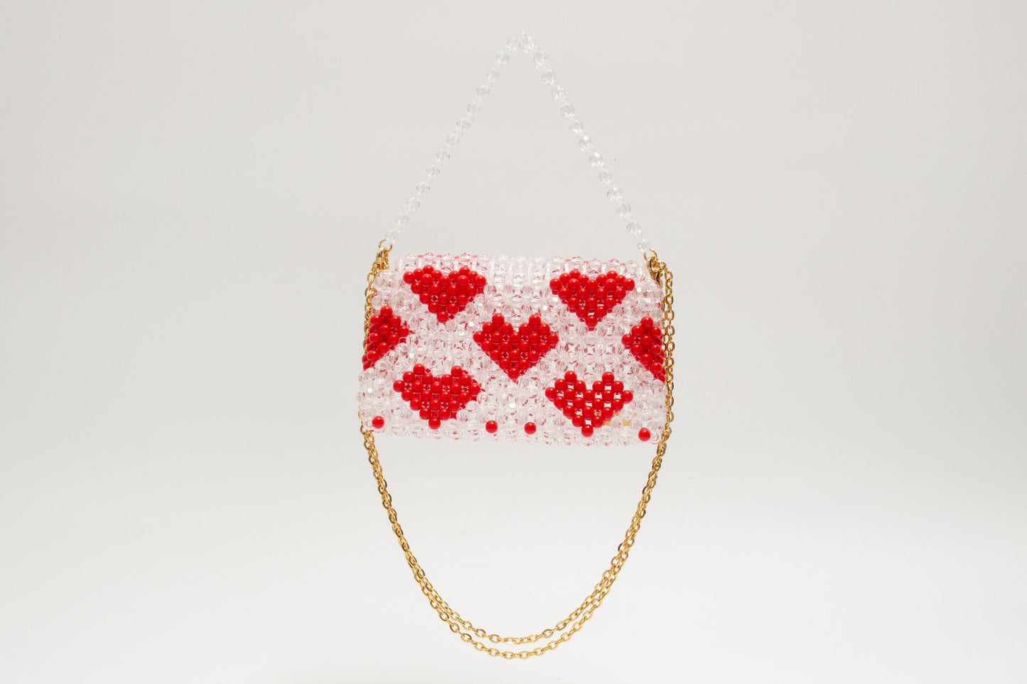 three way chain bag big（heart red）