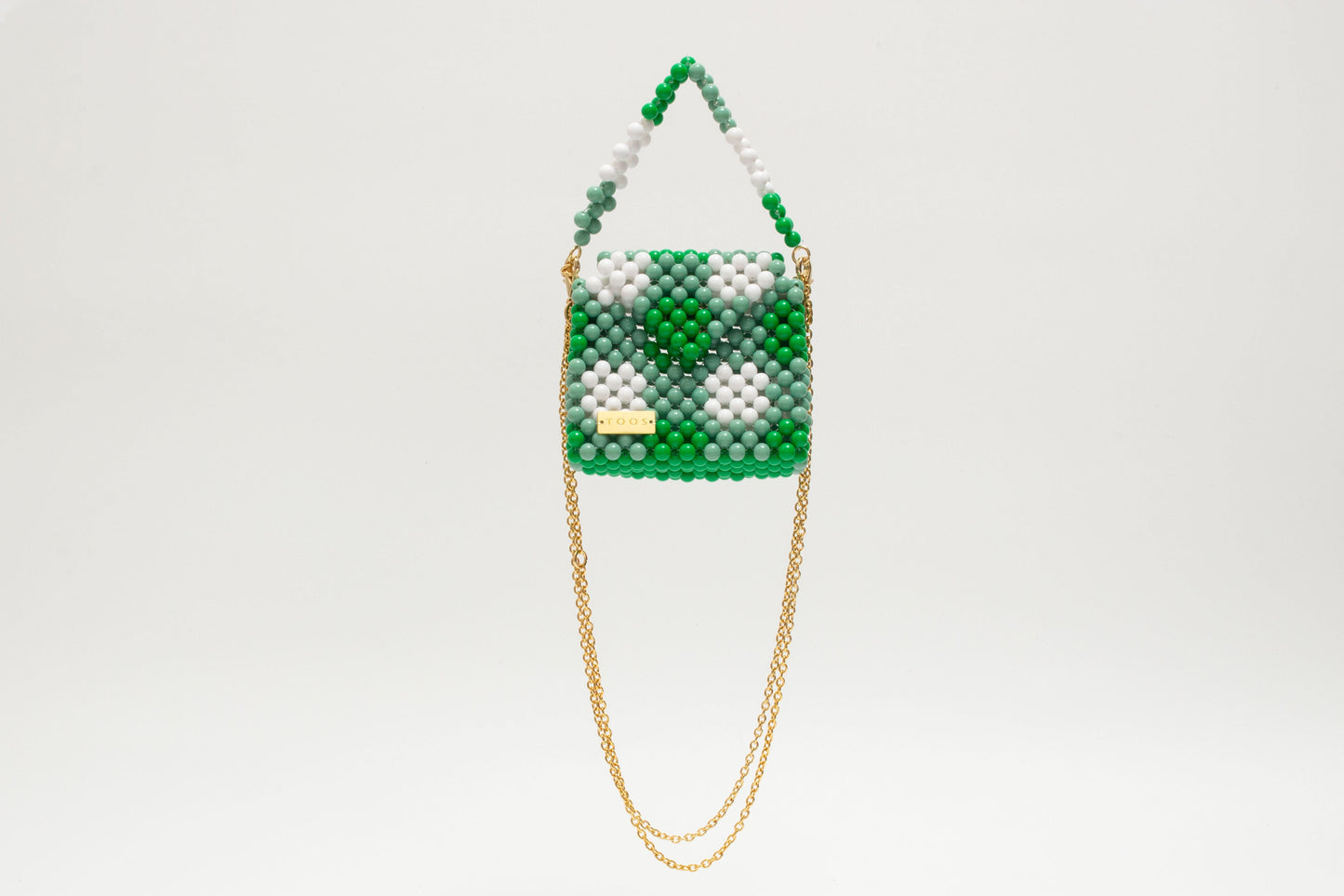 three way chain bag mini（green checked）