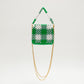 three way chain bag mini（green checked）