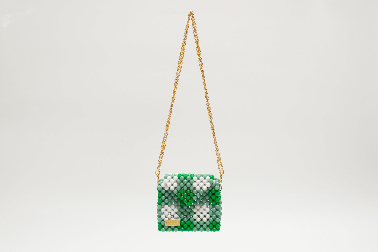three way chain bag mini（green checked）