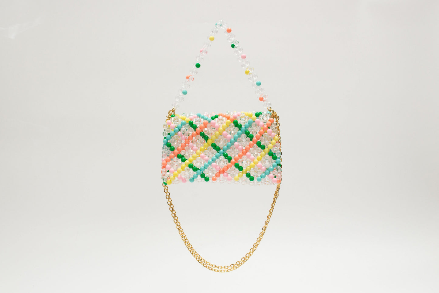 three way chain bag big（clear checked）